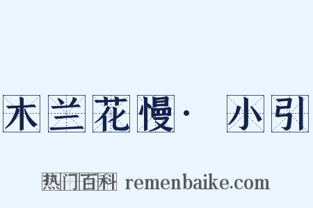 木兰花慢·小引是什么意思的图片